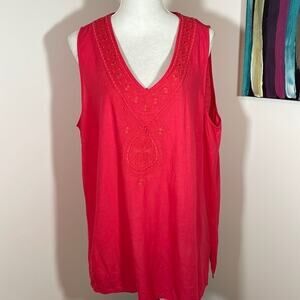 St. Tropez West linen blend tunic blouse